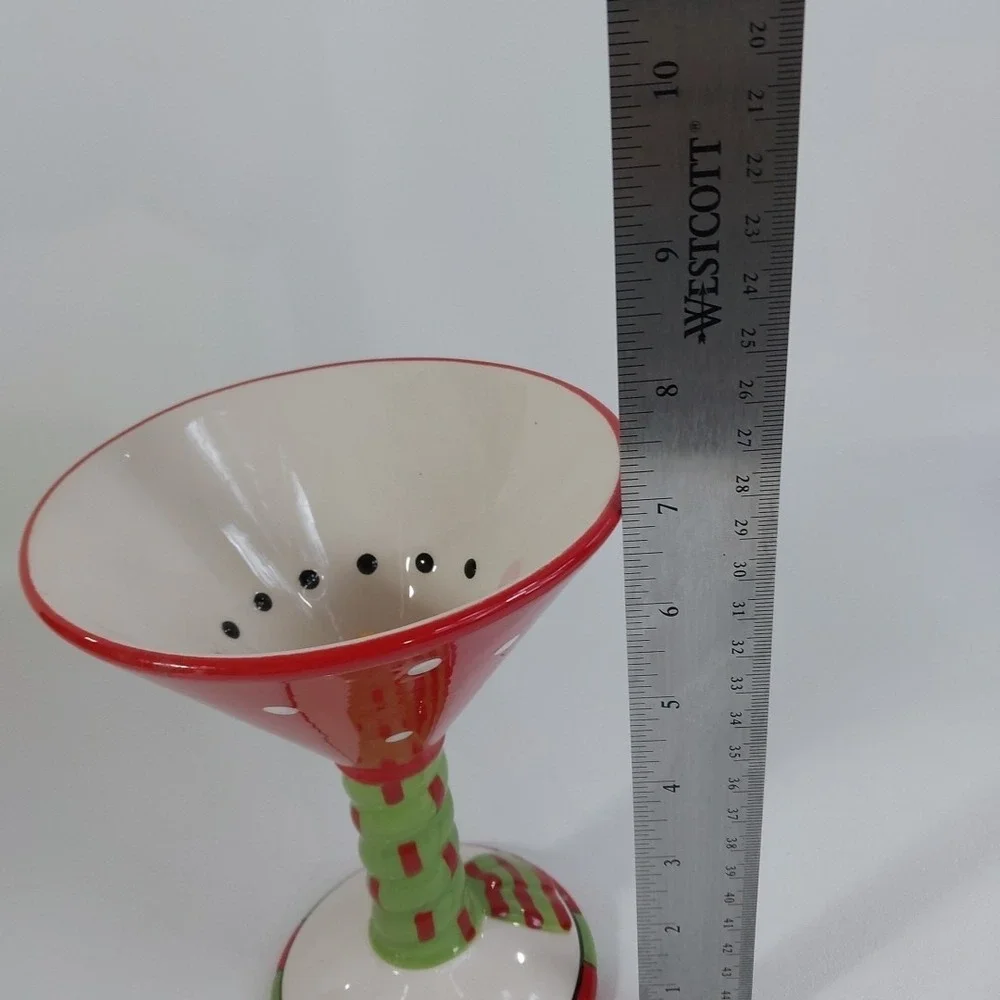 SCM DESIGNS GIANT HOLIDAY CHRISTMAS CERAMIC SNOWMAN MARTINI COCKTAIL‎ GLASS